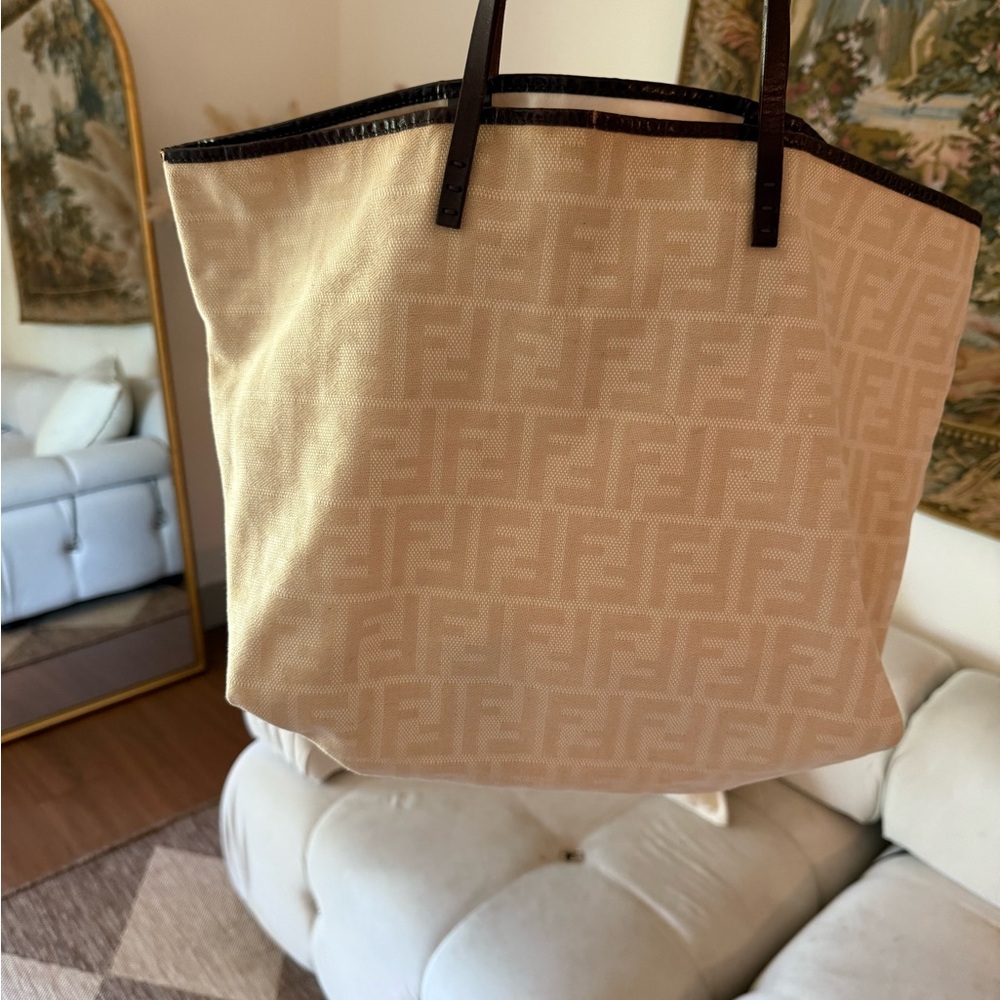 Fendi Tan and Brown Tote Bag